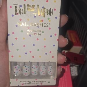 Red Aspen Nail Dashes - Colorful Polka Dot Press-On Nails
